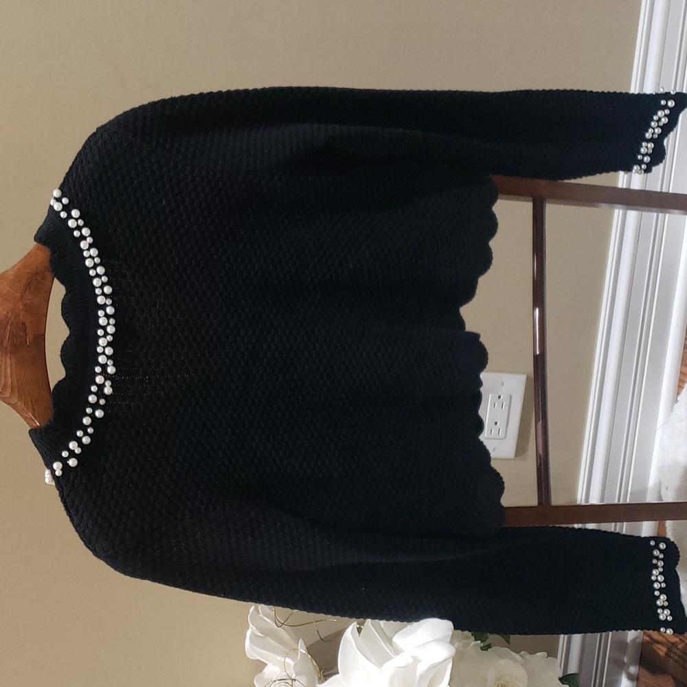 Nwt medium House of Harlow black sweater with pearls - Picture 7 of 15